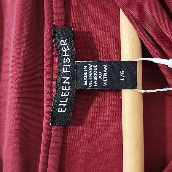 Eileen Fisher sueded cupro knit funnel neck cranberry color box top size L NWT - Picture 3 of 7